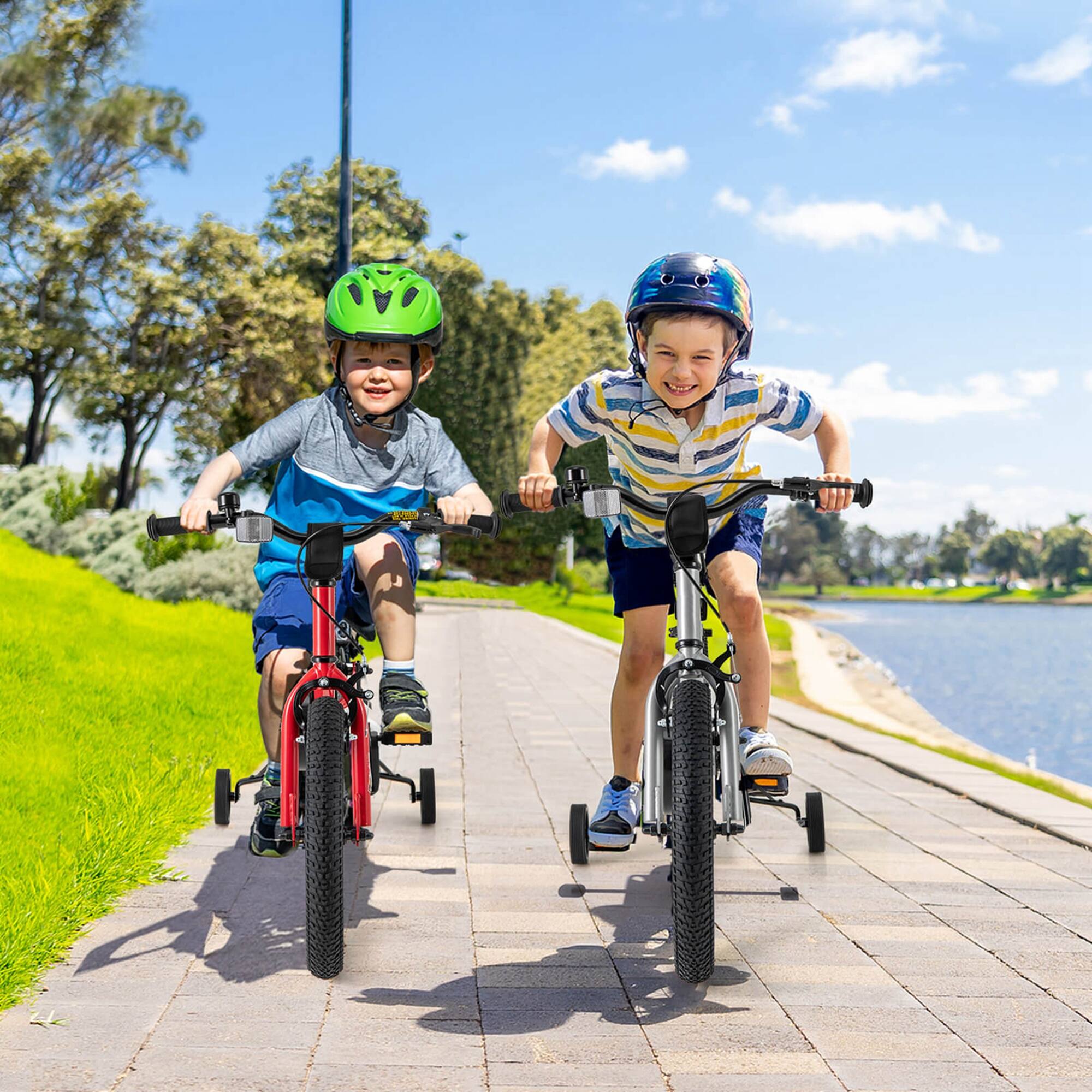 Alt View 3. Costway - Costway 16-Inch Kid's Bike for 4-7 Years Old with Adjustable Saddle & Anti-slip Handlebar - Silver.