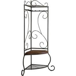 Hivvago - Corner Metal Hall Tree Entryway Coat Rack Upholstered Storage Bench Shoe Rack - Brown , Black