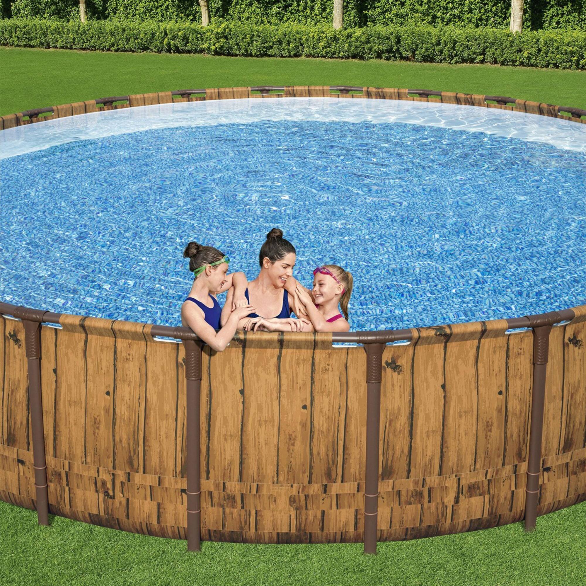 Alt View 5. Coleman - Coleman Power Steel 24' x 52" Metal Frame Round Above Ground Swimming Pool Set - Brown.