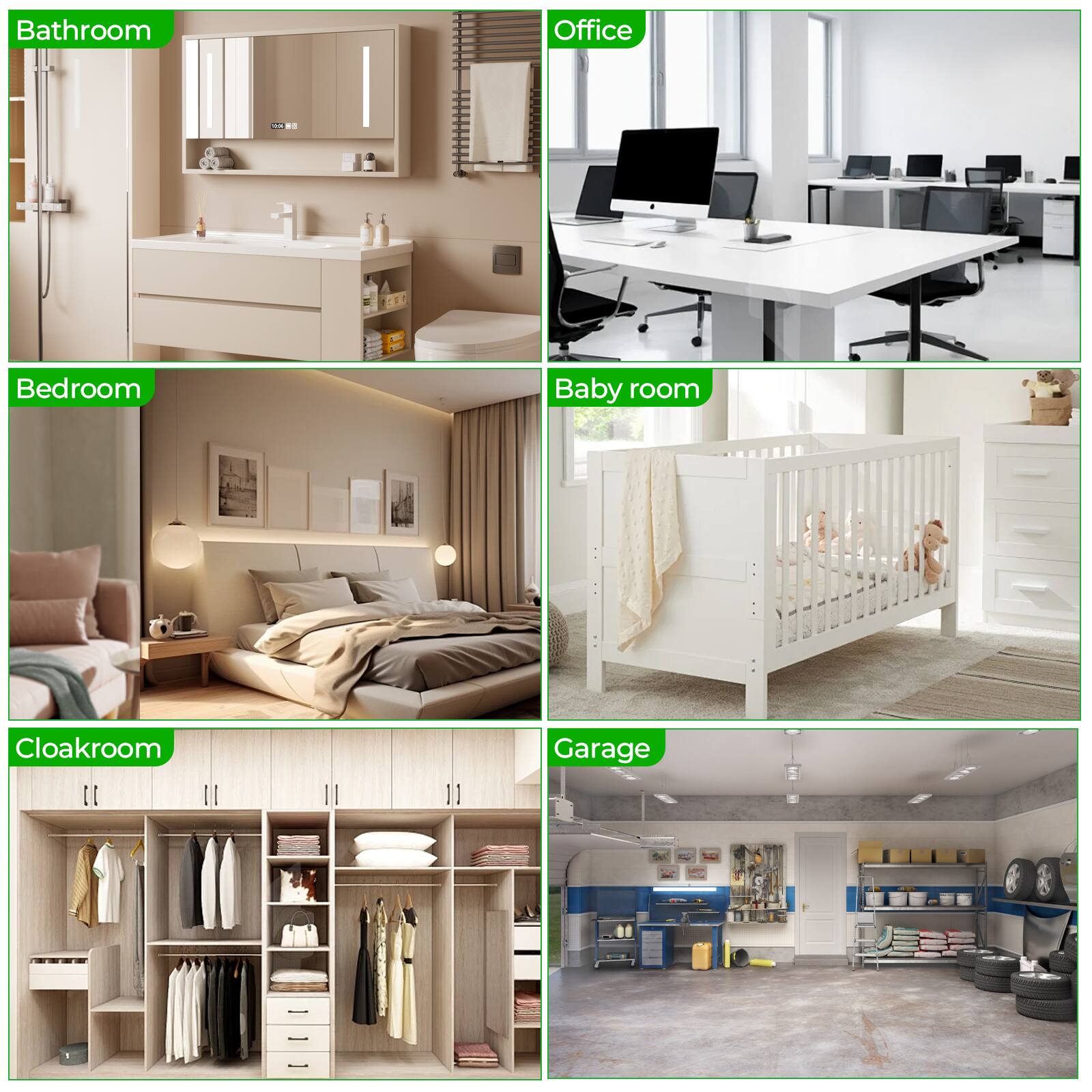 Bathroom - Office - Bedroom - Baby room - Cloakroom - Garage