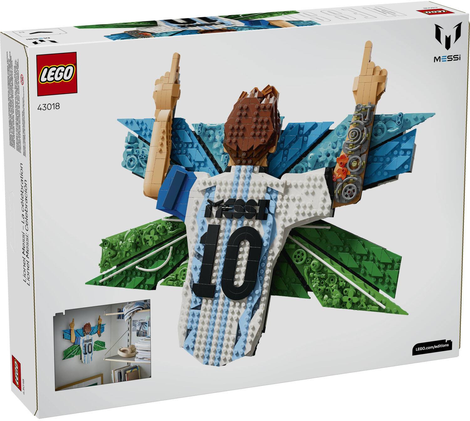 LEGO 43018  
Messi Celebration  
Célébration  
10  
LEGO.com/editions  
Messi  
Lionel Messi  
10  
LEGO.com/editions
