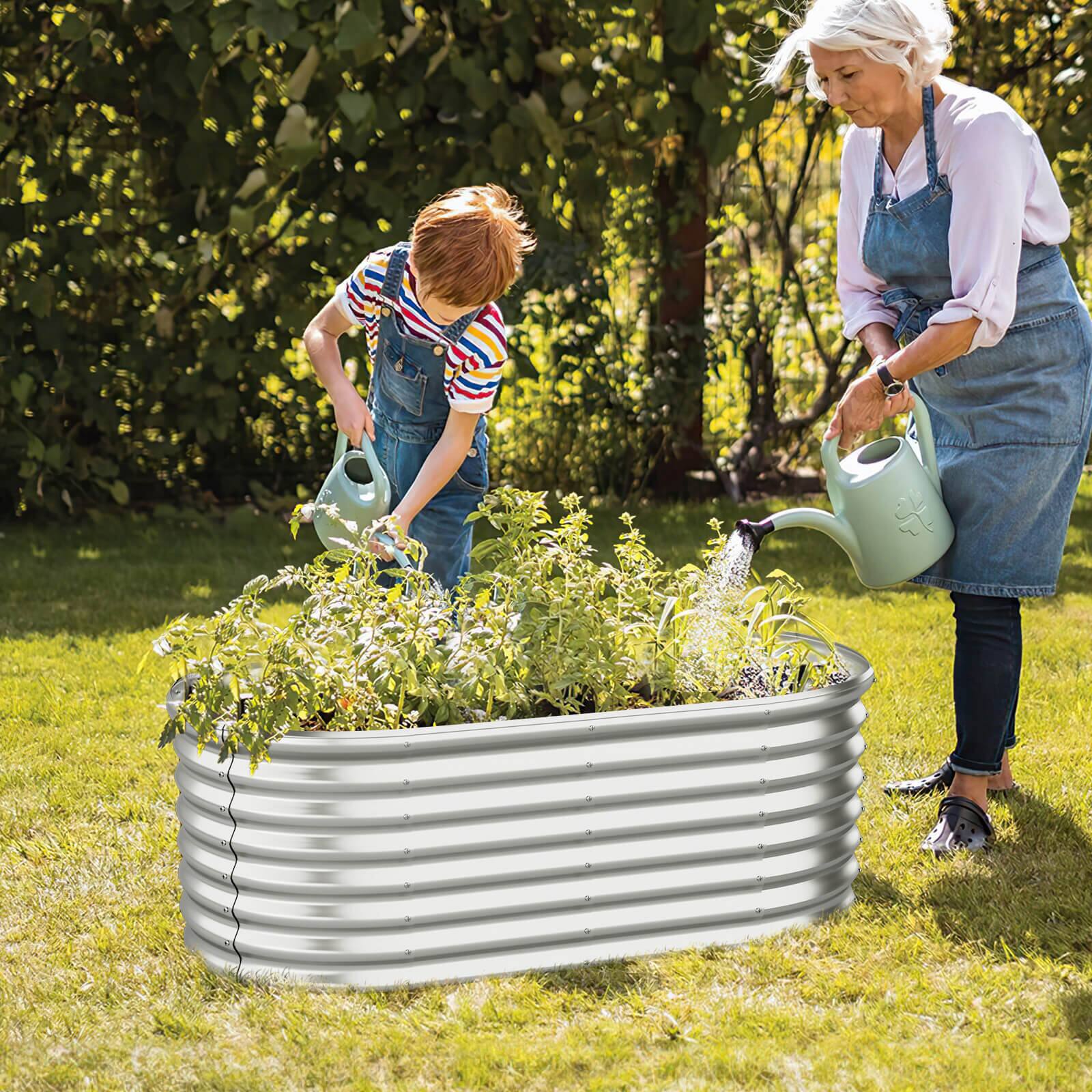 Alt View 1. Costway - Costway 2 PCS Raised Garden Bed Kit Planter Raised Garden Boxes Outdoor 65" x 32" x 24" - Silver.
