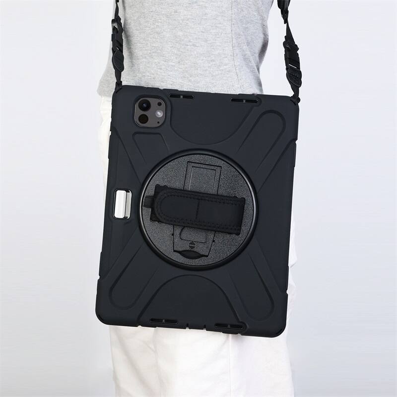 Alt View 1. Mybat - MyBat Rotatable Stand Protector Cover with Wristband for Apple iPad Pro 13 (2024) - Black - Black.