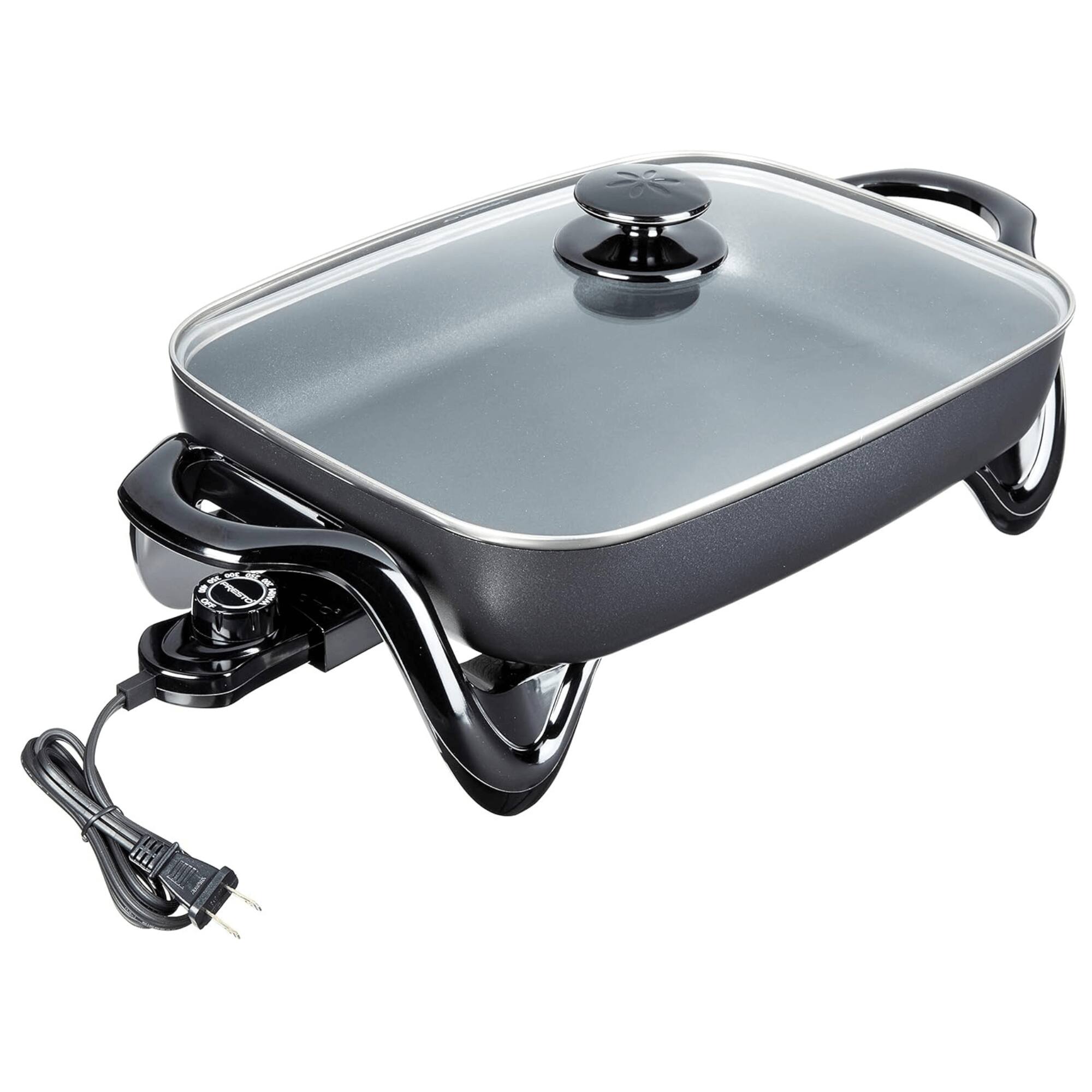 Angle. Presto - 16-Inch Extra Large Non-Stick Skillet with Glass Lid - Black.