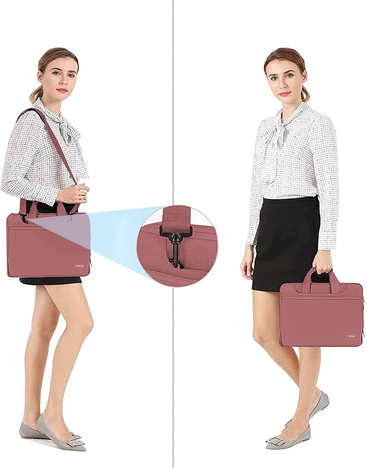 Alt View 1. mosiso - 360 Protective Laptop Bag 15.6 inch,Computer Carrying Case with Shoulder Strap for MacBook Air Pro 15 16 HP Dell Asus - Dusty Rose.