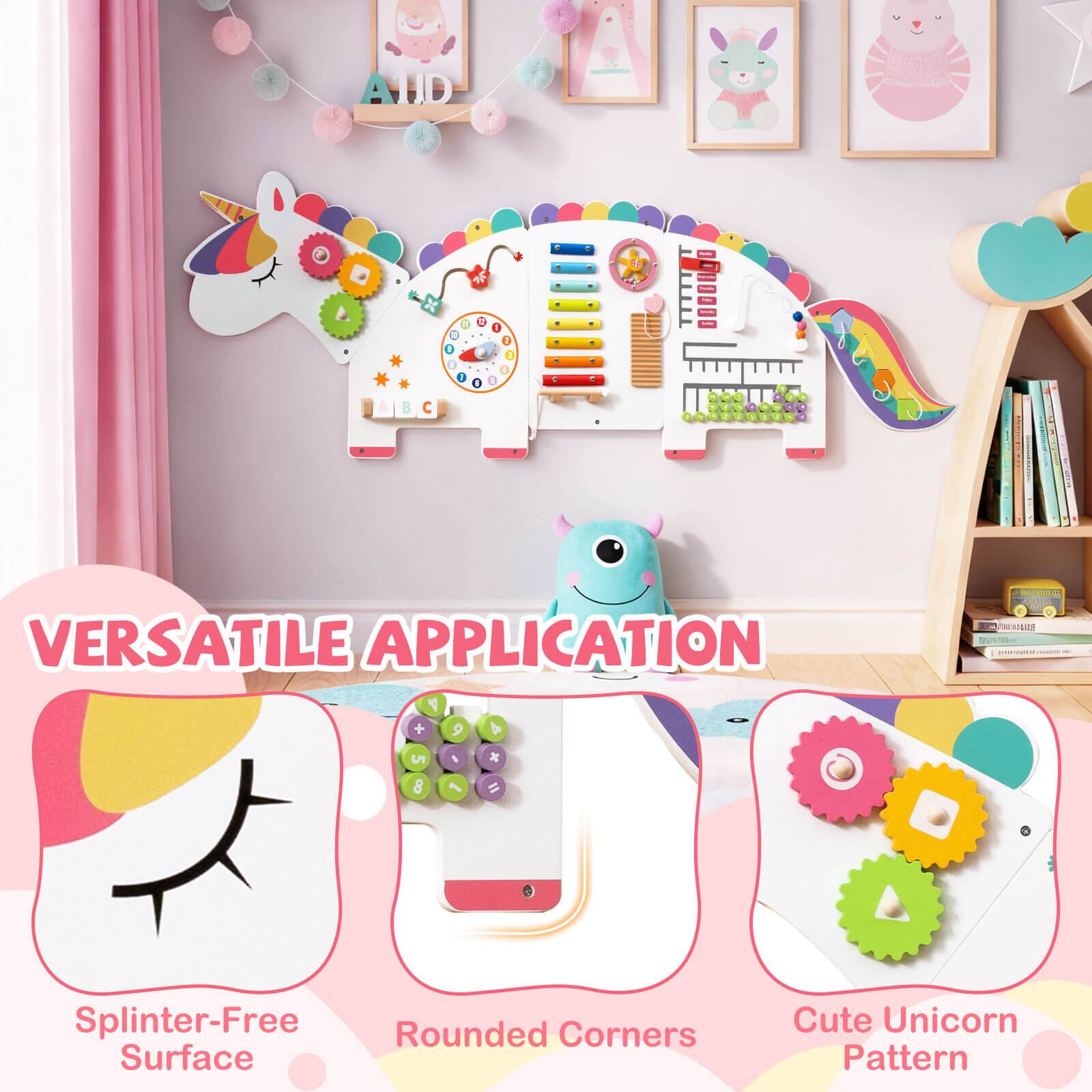 AUD I 0 1 A E 1 . . 1 000ong0 C VERSATILE APPLICATION P + 9 V FRnisot 5 4 * 8 4 = . a Splinter-Free Rounded Corners Surface Cute Unicorn Pattern