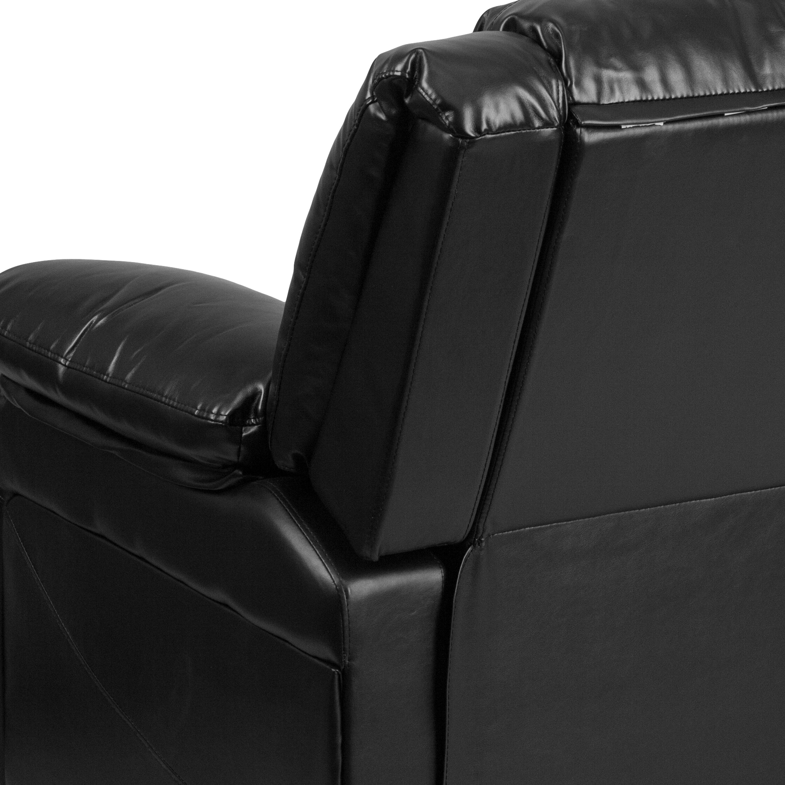 Alt View 8. Emma + Oliver - Recliner with Bustle Back and Padded Arms - Black LeatherSoft.