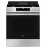 GE - 30 in. Wide 5 Burners 5.3 Cu. Ft. Slide In Gas Range with Steam Cleaning and Crisp Mode - Stainless Steel