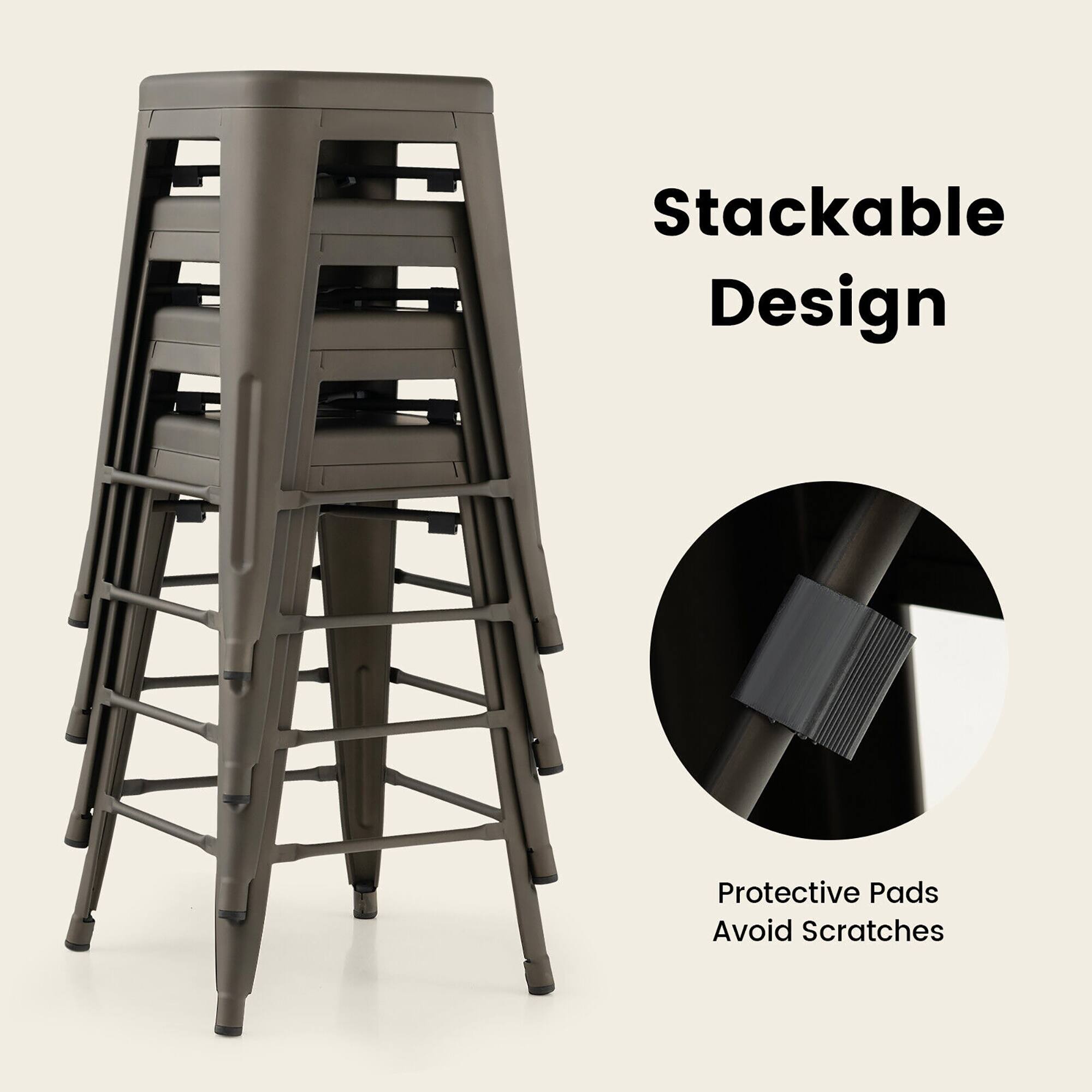 Stackable Design
Protective Pads Avoid Scratches