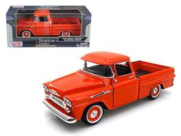 1958 Chevrolet Apache Fleetside Pickup Truck 1/24 Diecast Model Car by Motormax - Orange