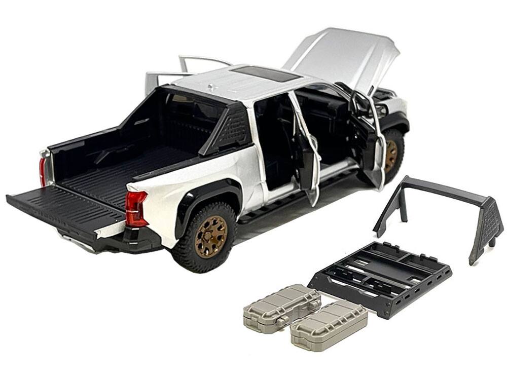 Alt View 3. Mijo Exclusives - 2024 Toyota Tacoma Trailhunter Edition Pickup Truck Silver Metallic 1/24 Diecast Model Car.