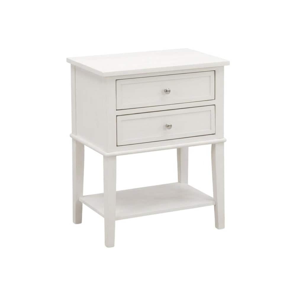 FurniFact - Small Nightstand, 2 Wooden Drawers in Brushed Butter Cream Finish for Bedroom - Wire Brushed Butter Cream price history on PriceWatchPro
