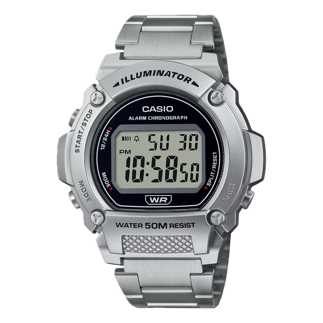 Casio - Men's Classic Digital Watch with Stainless Steel Band - W-219HD-1AVCF - Silver price history on PriceWatchPro