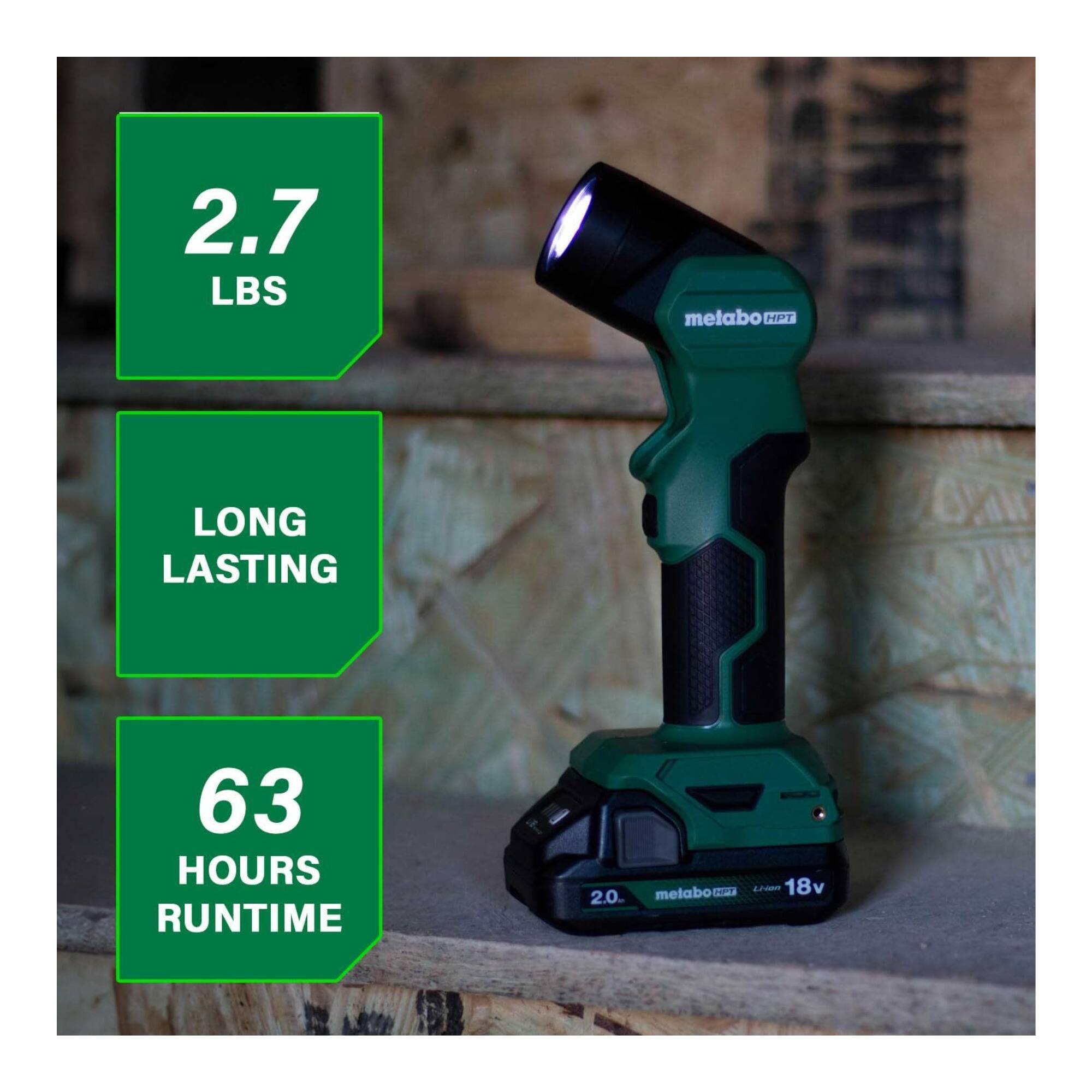 2.7 LBS metabo HPT LONG LASTING 63 HOURS RUNTIME metabo SP 18 V 2.0