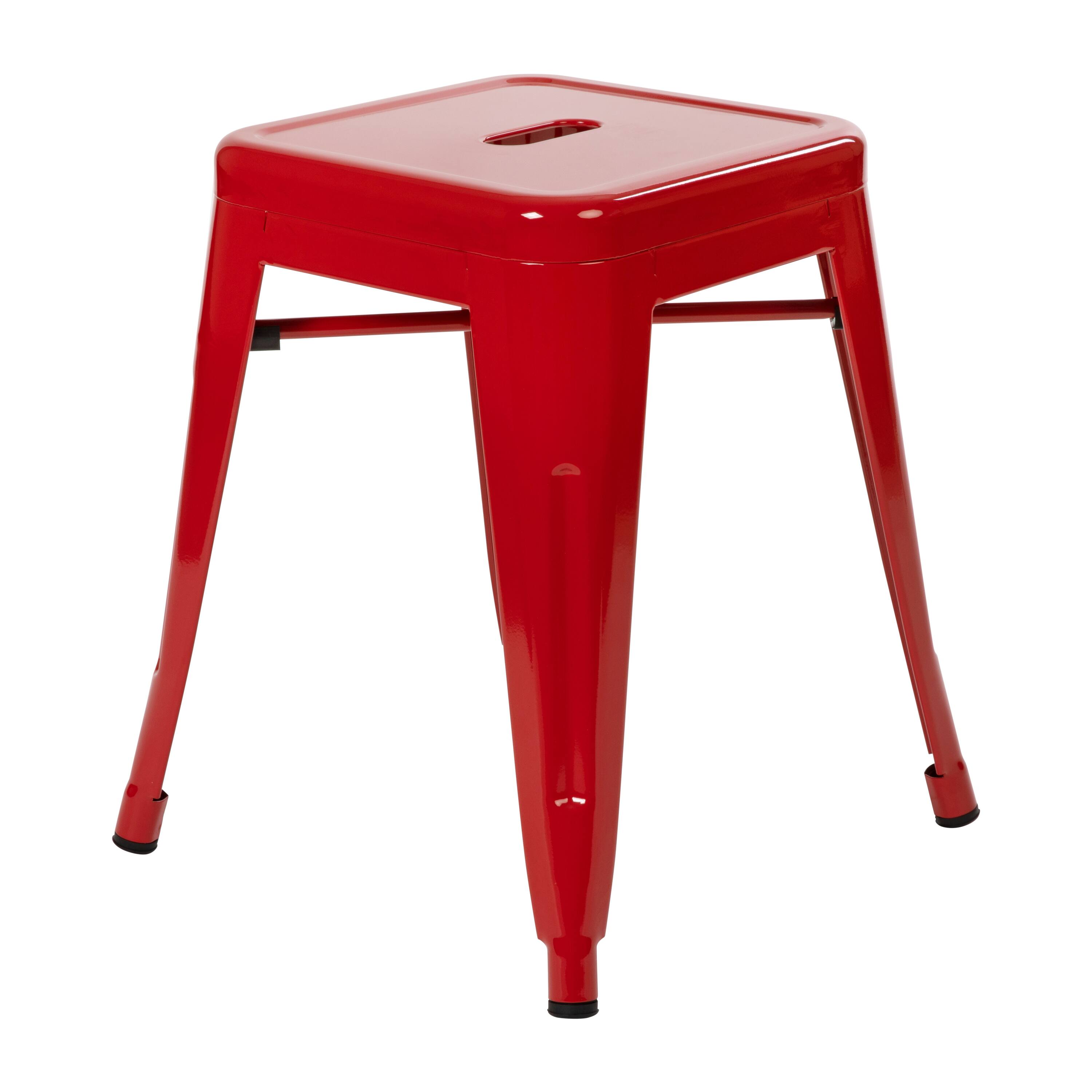 Alt View 9. Emma + Oliver - 18 Inch Table Height Indoor Stackable Metal Dining Stool-Set of 4 - Red.