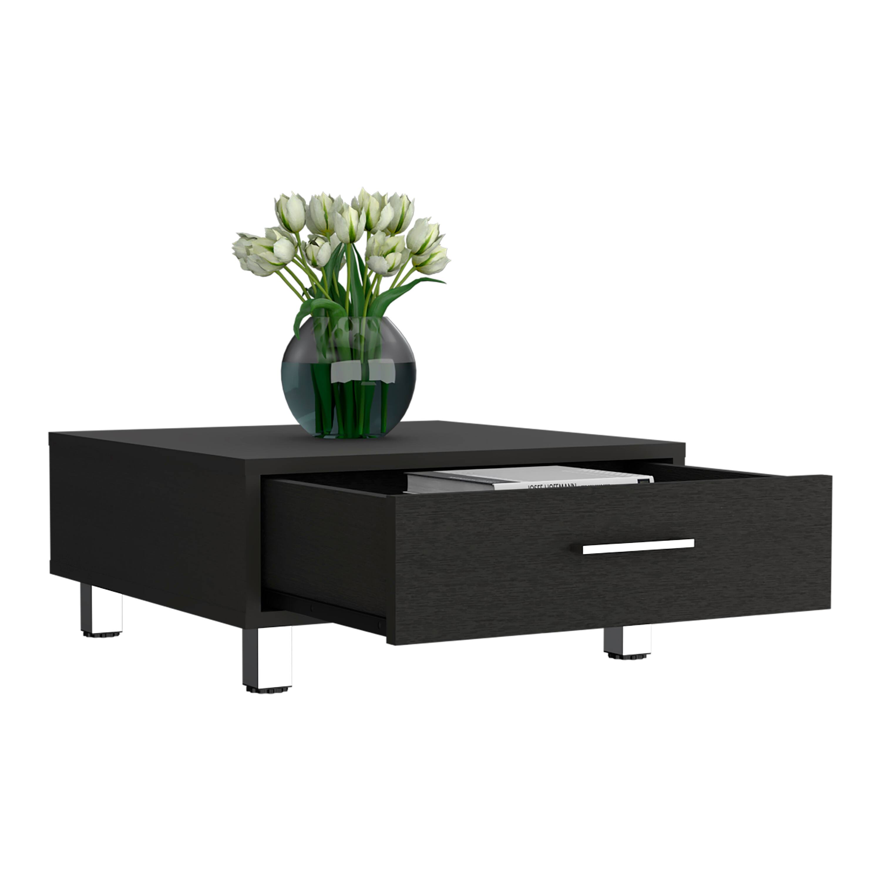 Alt View 3. TuHome - Being Coffee Table, One Drawer, Four Legs - Black.