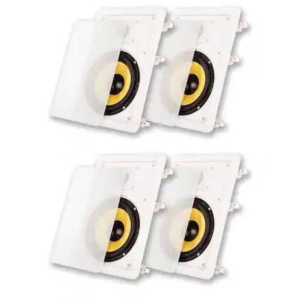 Front. Acoustic Audio by Goldwood - HD-650 in Wall 6.5" Speakers Home Theater Surround Sound 2 Pair Pack - Paintable White.