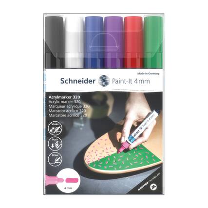 Schneider Made in Germany Paint-It 4mm Acrylmarker 320
Acrylic marker 320
Marqueur acrylique 320
Marcador acrílico 320
Marcatore acrilico 320
Shake Push Draw
4mm Paint-it S Schneider Draw 4 mm
TECHNOLOGY MOLOTOW
