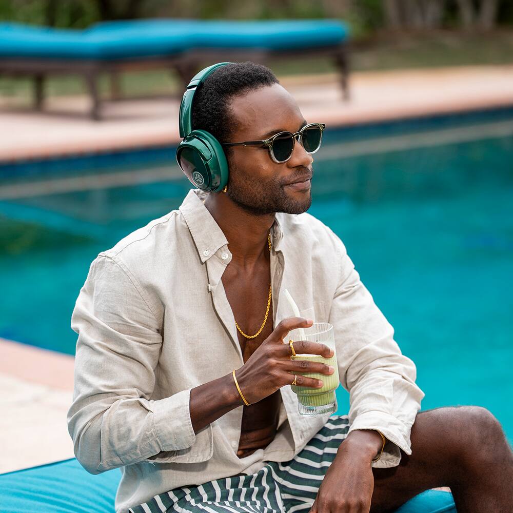 Left. JLab - JBuds Lux ANC Wireless Bluetooth Over-Ear Headphones with Active Noise Cancelling, Spatial Audio & 70+ Hour Battery - Jélle Fir Sure.