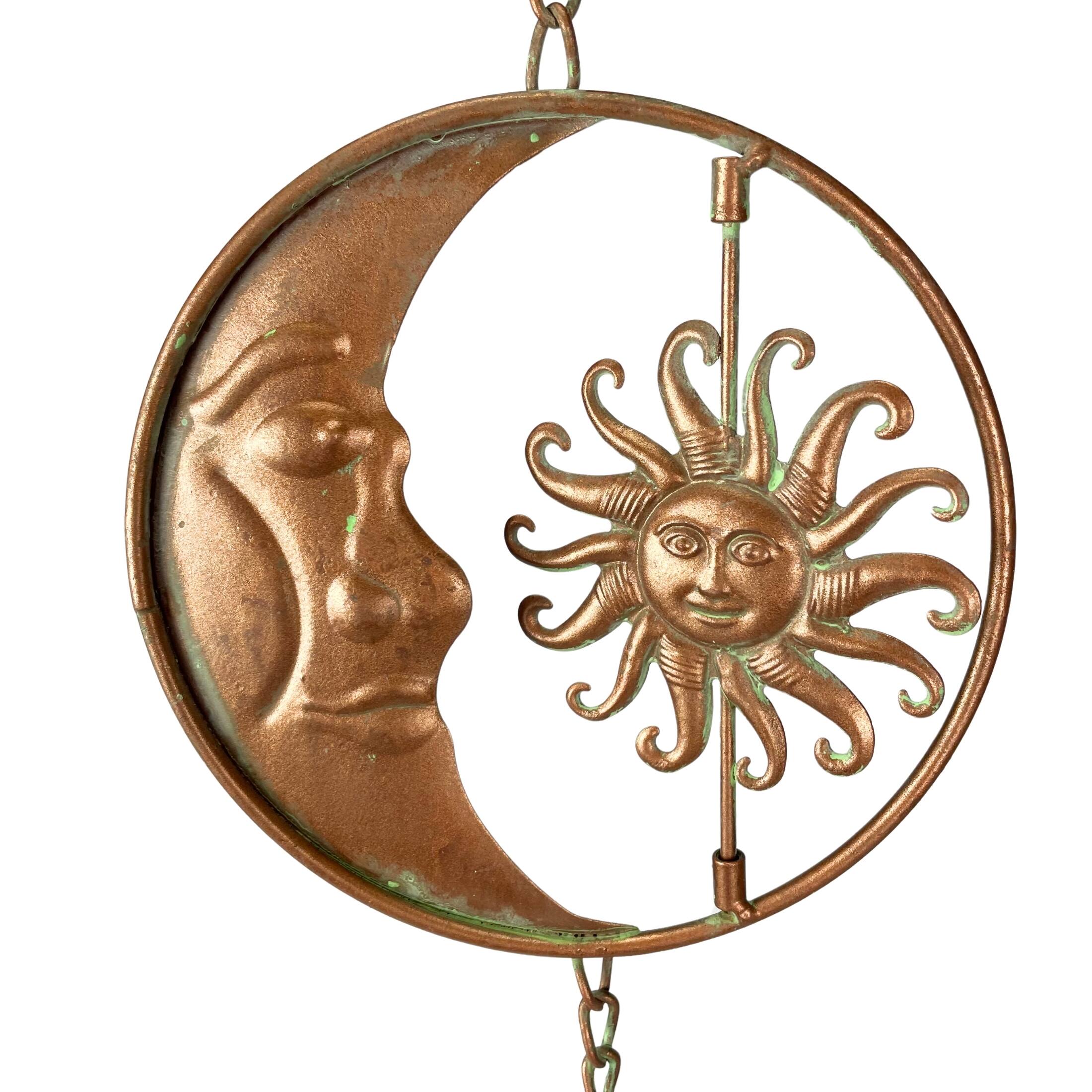 Alt View 2. Things2Die4 - 80-Inch Metal Rain Chain - 6 Celestial Crescent Moon & Suns, Bronze Finish - Copper.