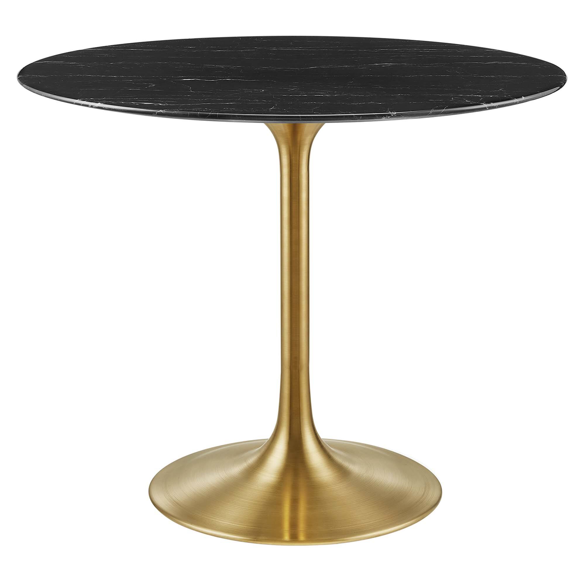 Angle. Modway - Lippa Round 36" Dining Table - Gold Black.