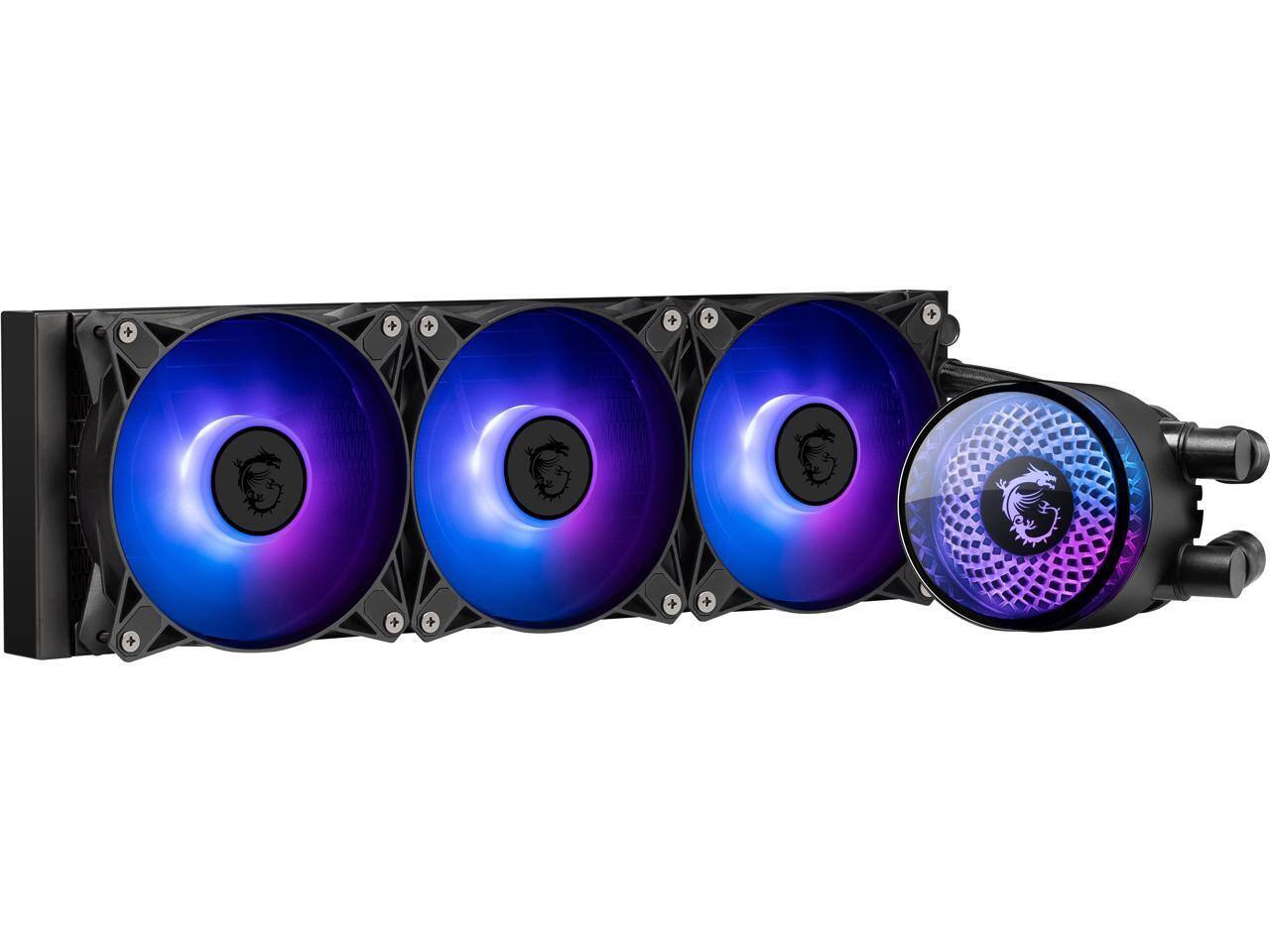 Alt View 2. MSI - MSI MAG Coreliquid A12 360 AIO ARGB CPU Cooler, 360mm Rad, 3x 120mm ARGB Fans, LGA 1700/1851/AM5/AM4, Black - Black.