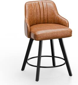Winado - 24" H Swivel Barstools Counter Height Bar Stool Modern Counter Stool with Back, Kitchen High Chairs,Solid Wood Legs - Brown Pu-Set of 1