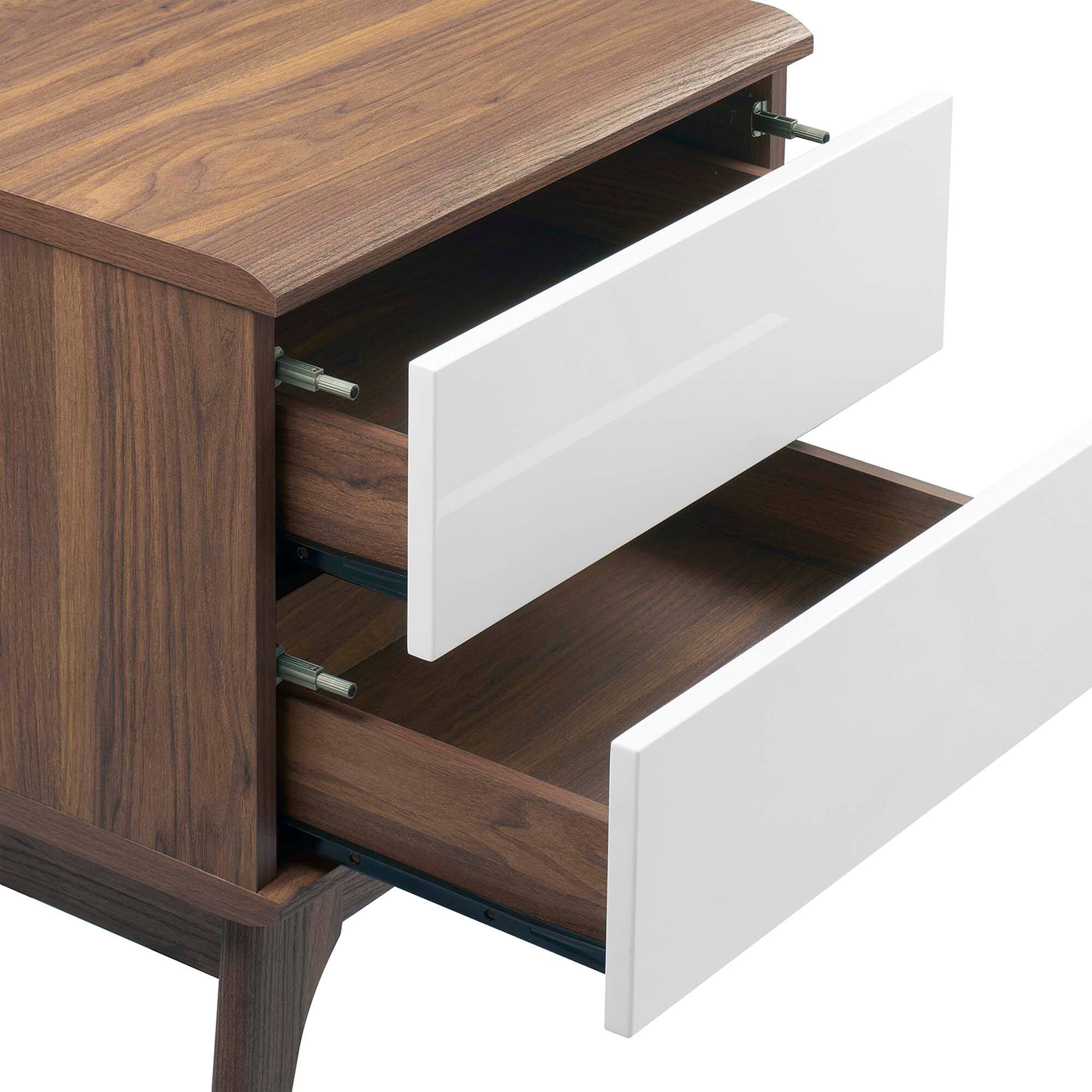 Alt View 3. Modway - Envision 2-Drawer Nightstand by Modway - Walnut White.