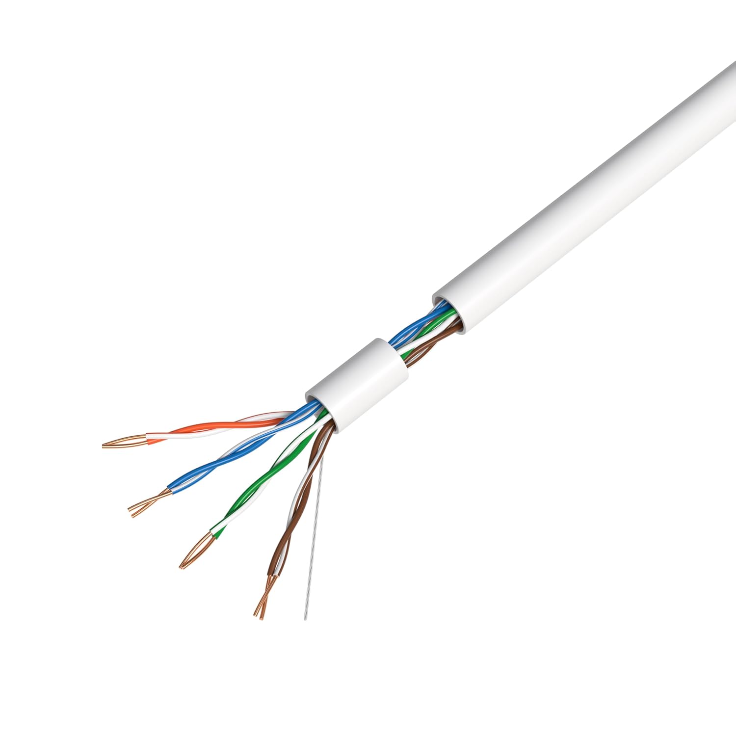 Left. Cables Direct Online - 1000ft Cat5e Solid 24AWG Cable UTP Cat5 Bulk Pull Box Network Copper Clad Aluminum LAN Wire, Unshielded, White.