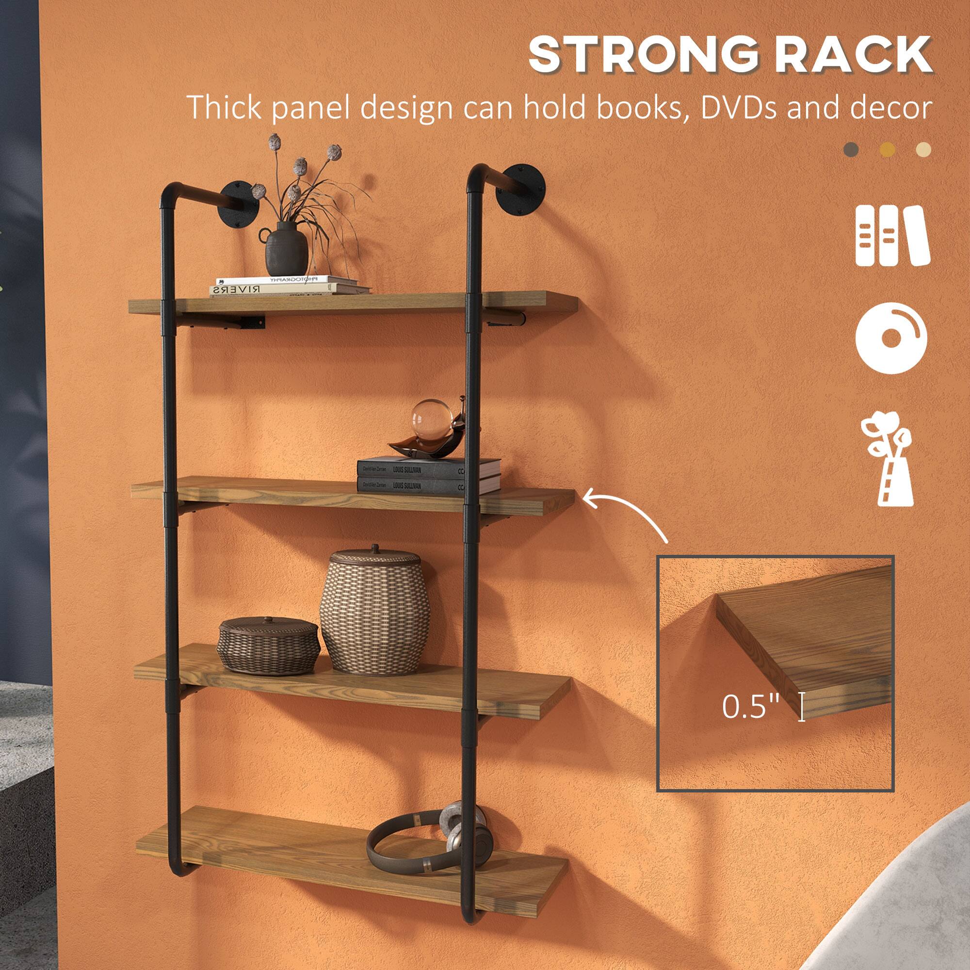 STRONG RACK  
Thick panel design can hold books, DVDs and decor  

0.5"