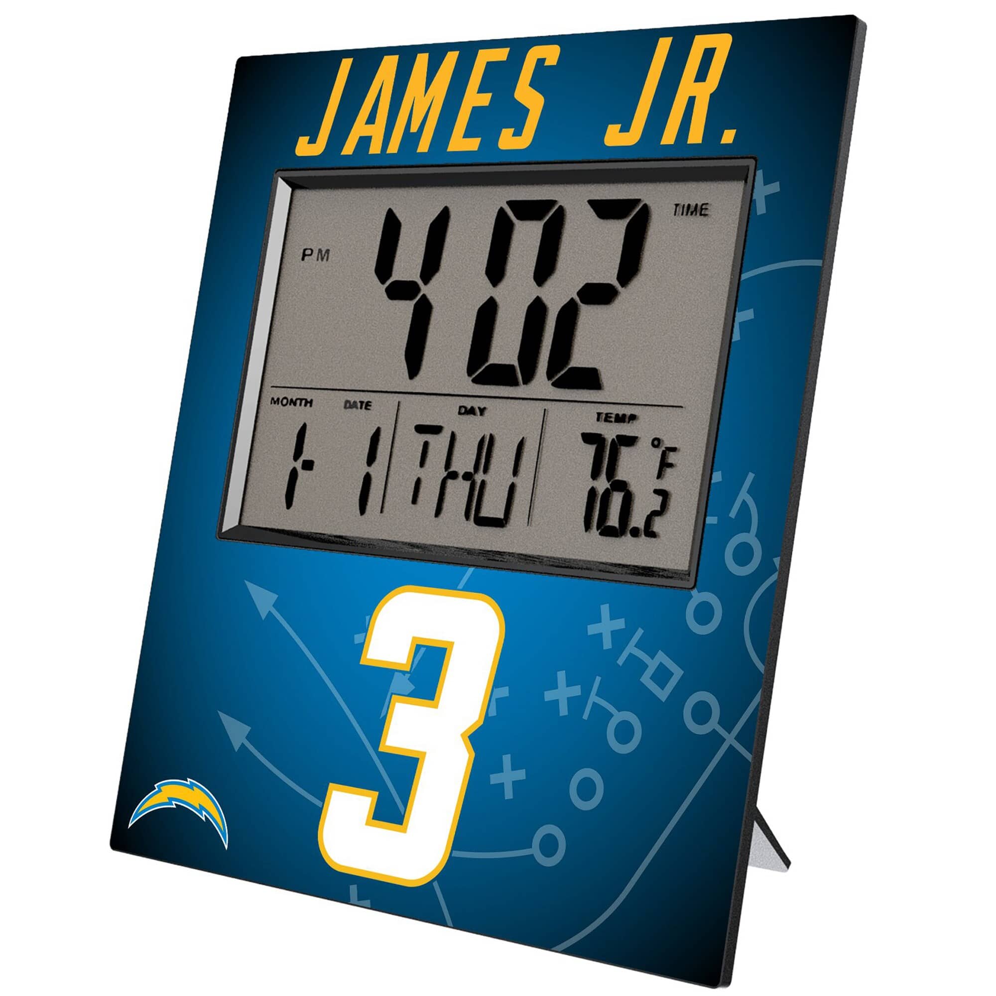 Keyscaper - Derwin James Jr. Los Angeles Chargers Digital Desk & Wall Clock - Multicolor