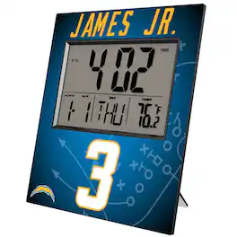Keyscaper - Derwin James Jr. Los Angeles Chargers Digital Desk & Wall Clock - Multicolor