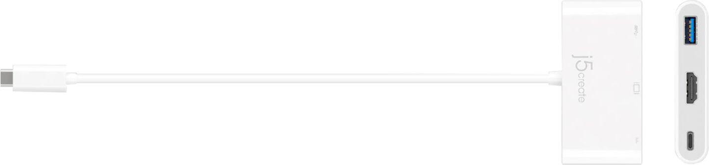 Angle. j5create - USB-C to HDMI & USB 3.0 with Power Delivery - White.