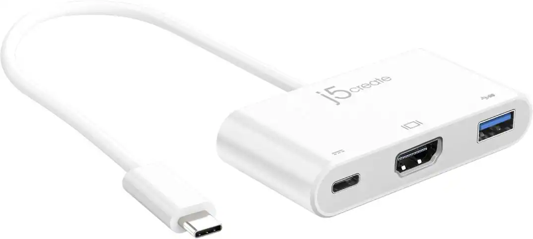 Front. j5create - USB-C to HDMI & USB 3.0 with Power Delivery - White.