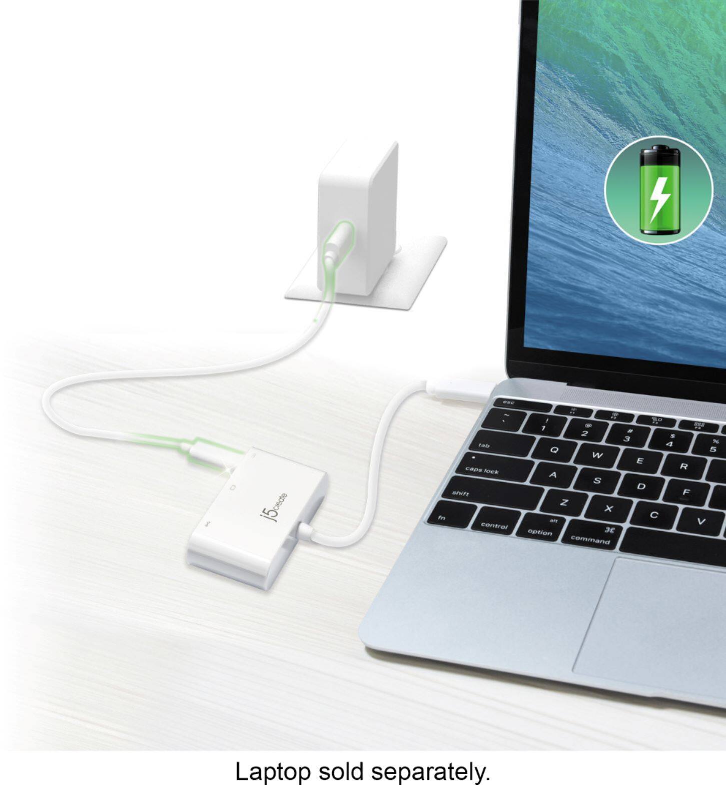 Alt View 11. j5create - USB-C to HDMI & USB 3.0 with Power Delivery - White.