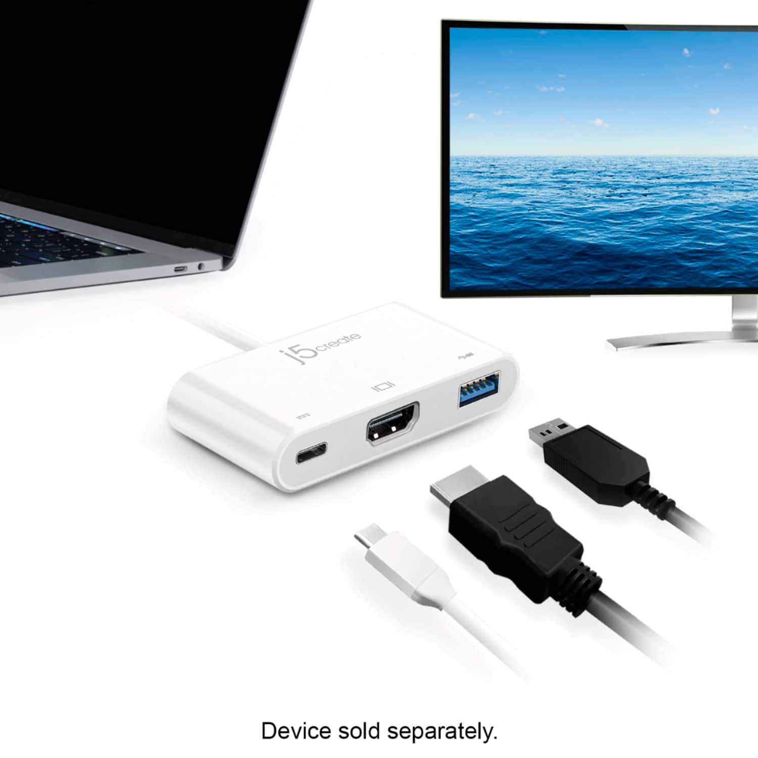 Alt View 13. j5create - USB-C to HDMI & USB 3.0 with Power Delivery - White.