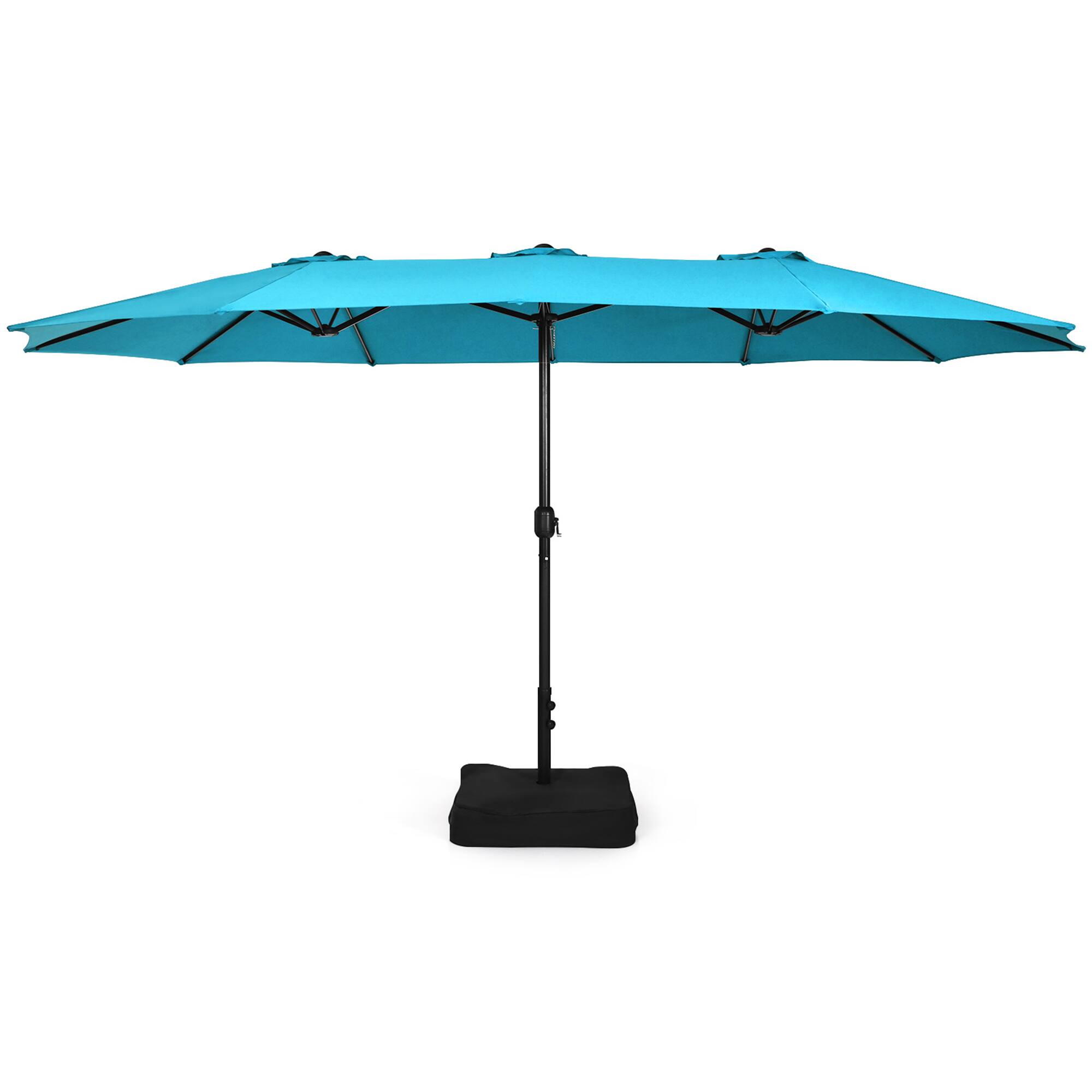 Alt View 1. Gymax - Gymax 15 ft Double-Sided Patio Twin Umbrella Extra-Large Market Umbrella w/ Base Turquoise - Turquoise.