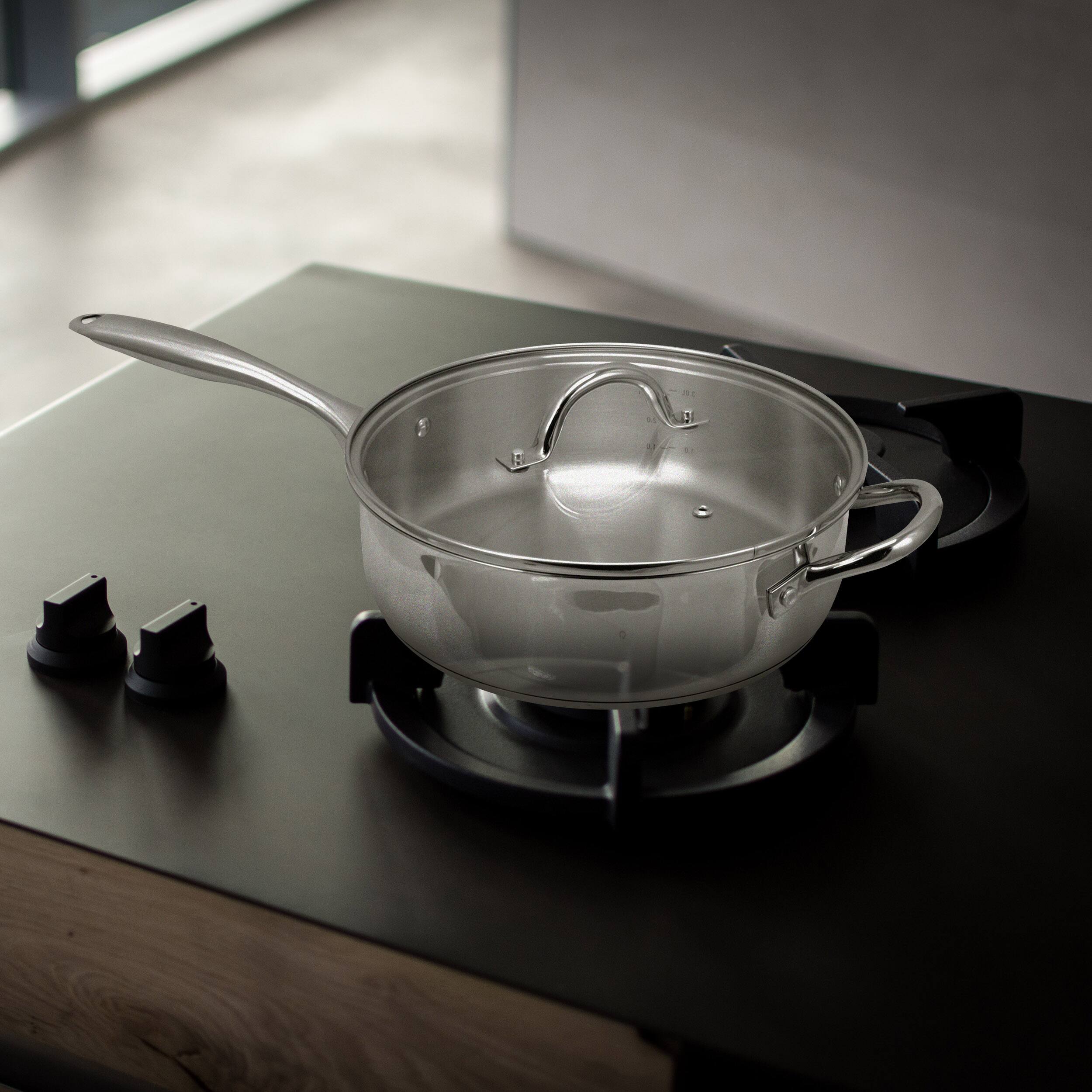 Alt View 4. Oster - Oster Cuisine Saunders 4.2 Quart Sauté Pan with Lid - Silver.