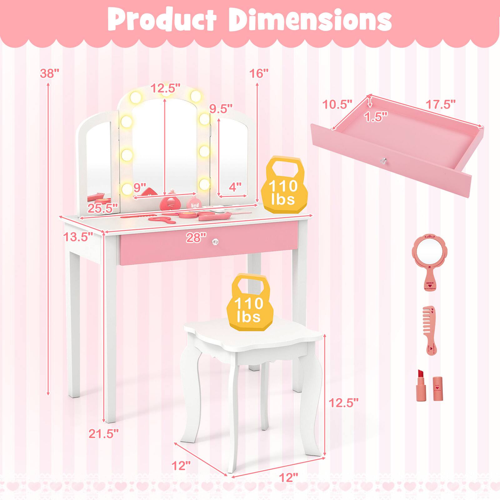 Product Dimensions: 38" x 12.5" x 9.5" x 16" x 10.5" x 1.5" x 17.5" x 25.5" x 9" x 4" x 110 lbs x 13.5" x 28" x 110 lbs x 12.5" x 21.5" x 12" x 12"