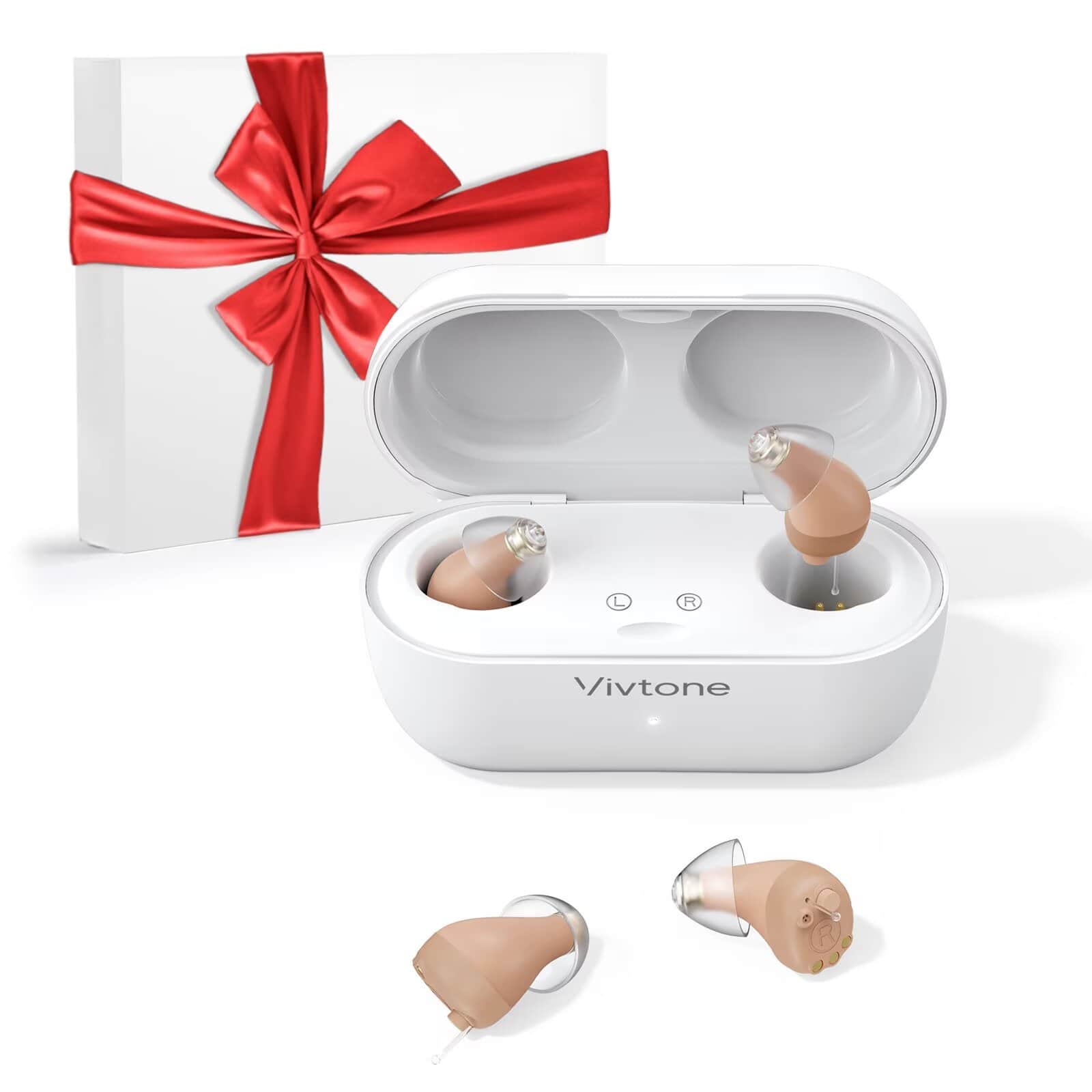 Vivtone - Supermini Rechargeable Hearing Aids for Seniors Adults, Digital Hearing Devices for Superior Sound Quality - Beige