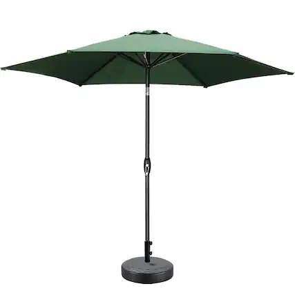 Front. Ainfox - Ainfox 9ft Patio Umbrella With Argyle umbrella base - Green.