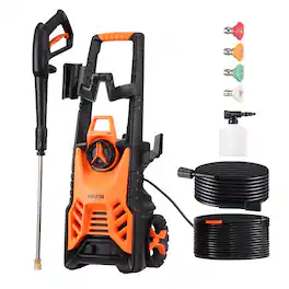VEVOR - Electric Pressure Washer, Max 4500 PSI and 3.2 GPM, High Power Pressure Cleaning Machine with 4 Quick Connect Nozzles - Black;Orange