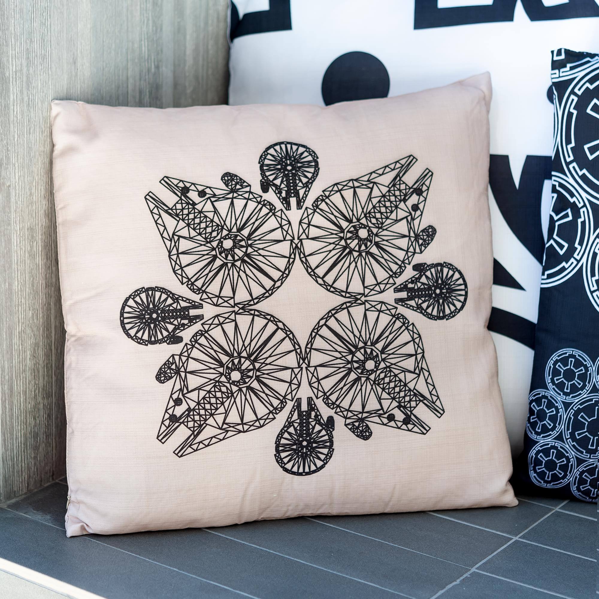 Alt View 4. Star Wars - Star Wars Decorative Throw Pillow | Millennium Falcon Pattern | 20 x 20 Inches - White/Black.