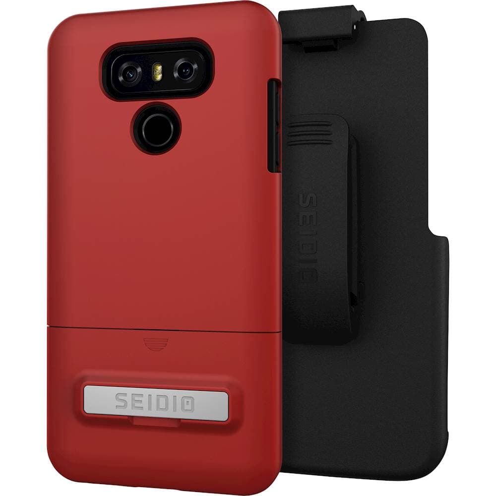 Seidio - SURFACE Combo Case with holster for LG G6 - Dark Red/Black - Larger Front