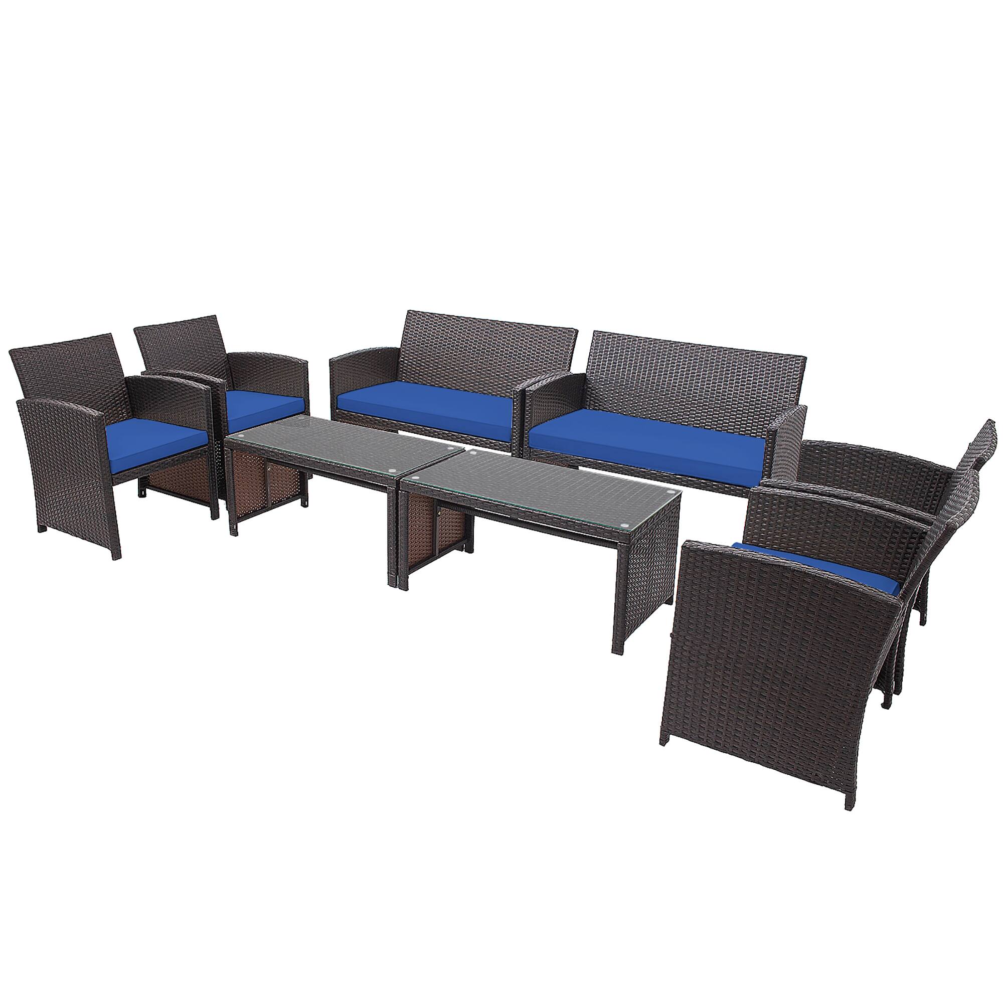Costway - 8PCS Patio Rattan Furniture Set Cushioned Chair Sofa Coffee Table - Navy price history on PriceWatchPro