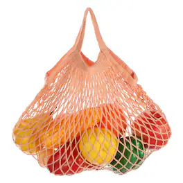Unique Bargains - Reusable Mesh Produce Bag, Washable Net Portable Fruit Veg Bag, Cotton String Short Handle for Grocery Shopping - Dusty Rose
