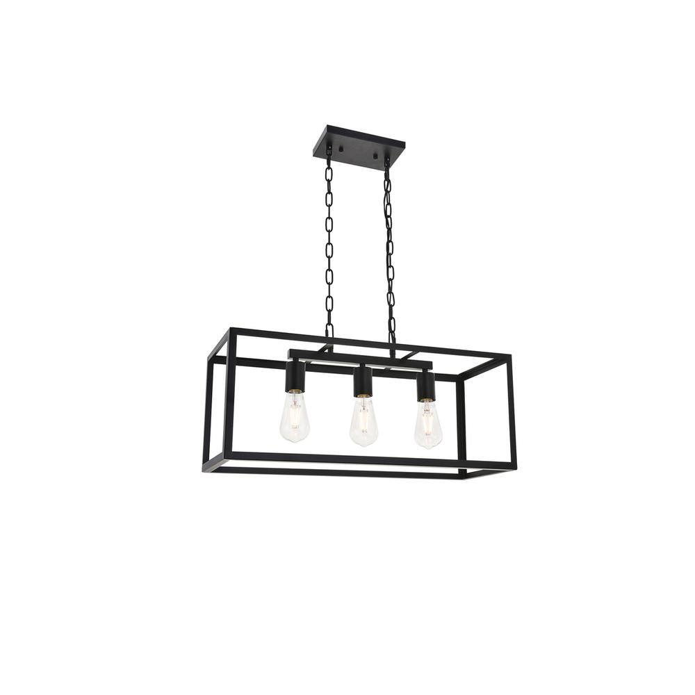 Alt View 4. Living District - Resolute 3 light black Pendant - Black.