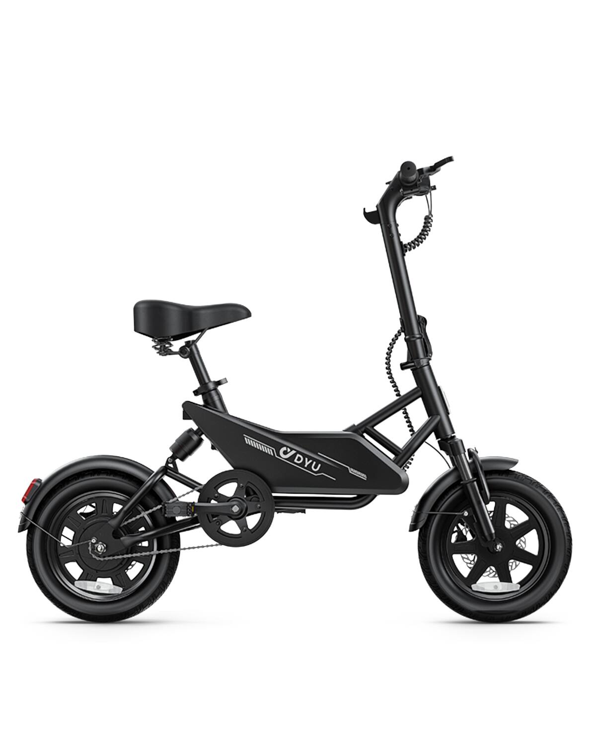 Left. DYU - 14" Folding Electric Bike with 36V 280.8WH Battery,15.5MPH - Black.