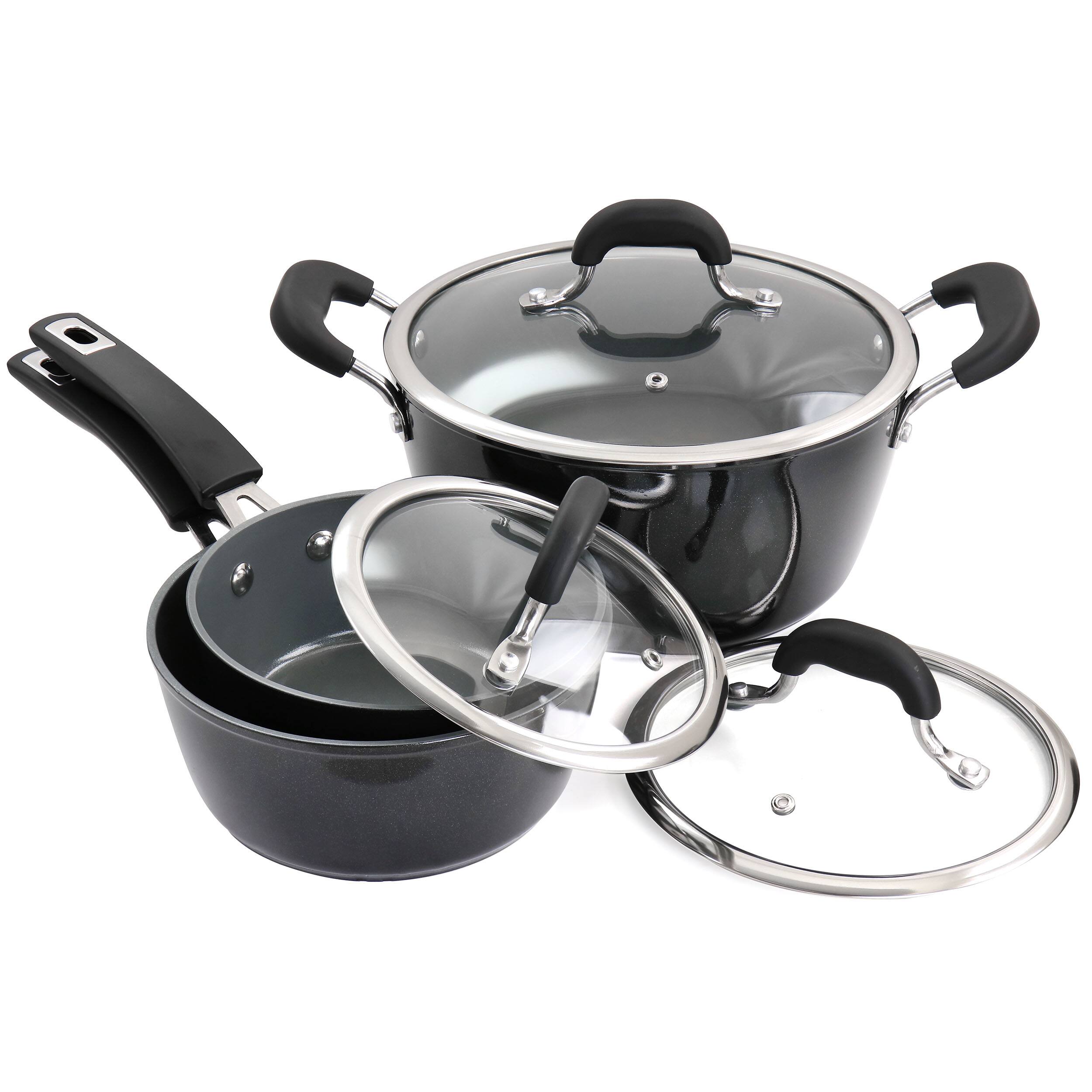 Alt View 1. Kenmore - Kenmore 12 Piece Ceramic Coated Aluminum Cookware Set in Black - Black.