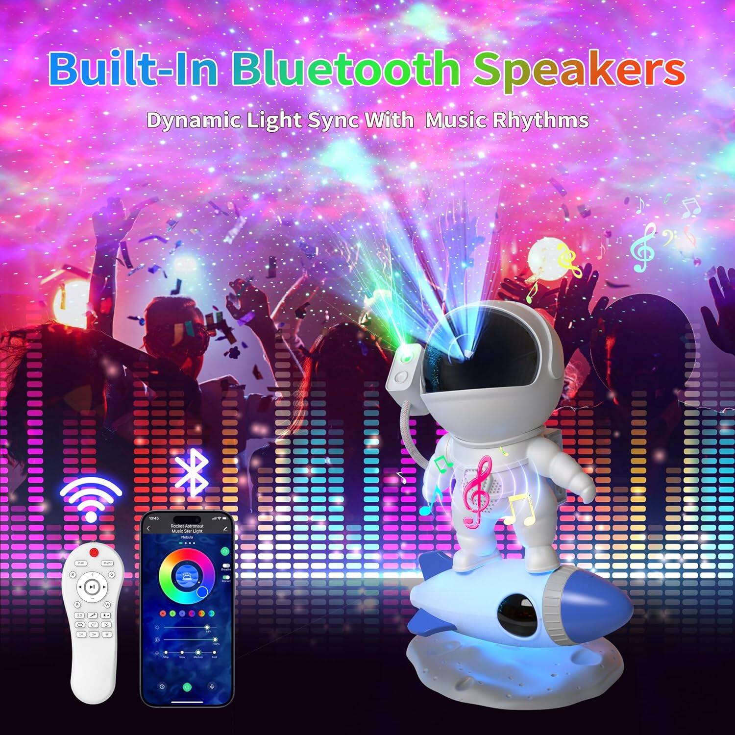 Built-In Bluetooth Speakers  
Dynamic Light Sync With Music Rhythms